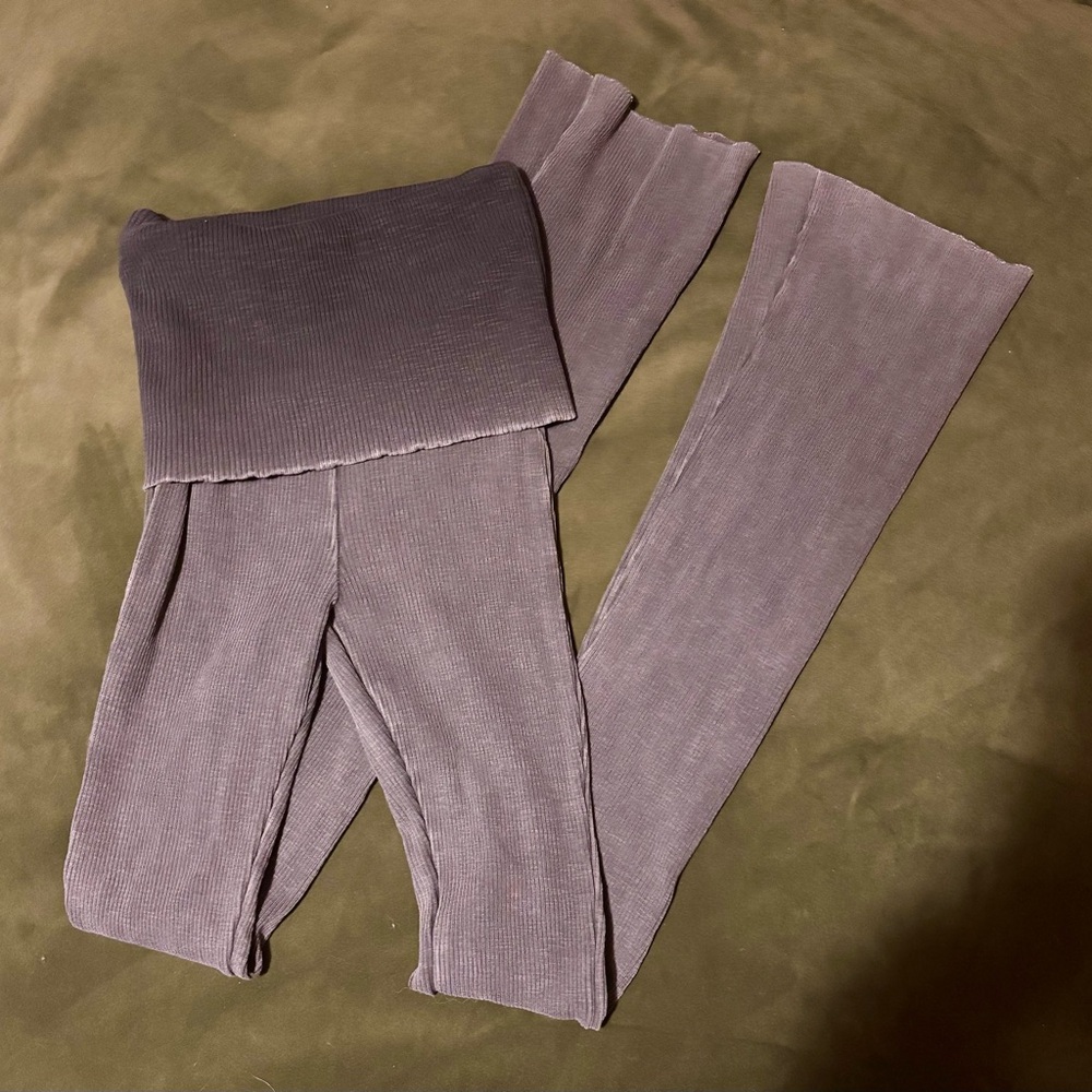 Zara Women's dark grey Ribbed Leggings